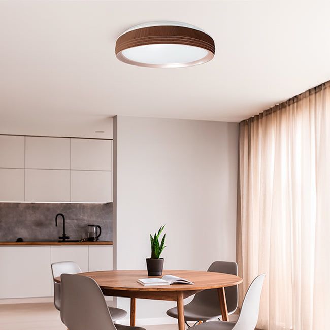 LÁMPARA DE TECHO MALASIA LED NOGAL 30W + CONTROL REMOTO