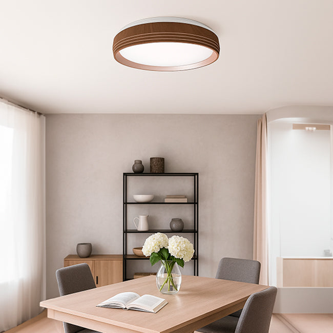 LÁMPARA DE TECHO MALASIA LED NOGAL 30W + CONTROL REMOTO