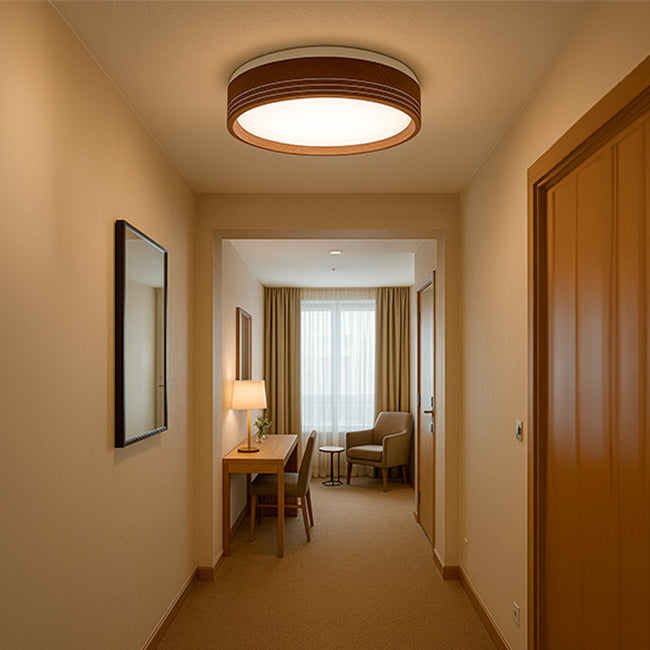 LÁMPARA DE TECHO MALASIA LED NOGAL 30W + CONTROL REMOTO