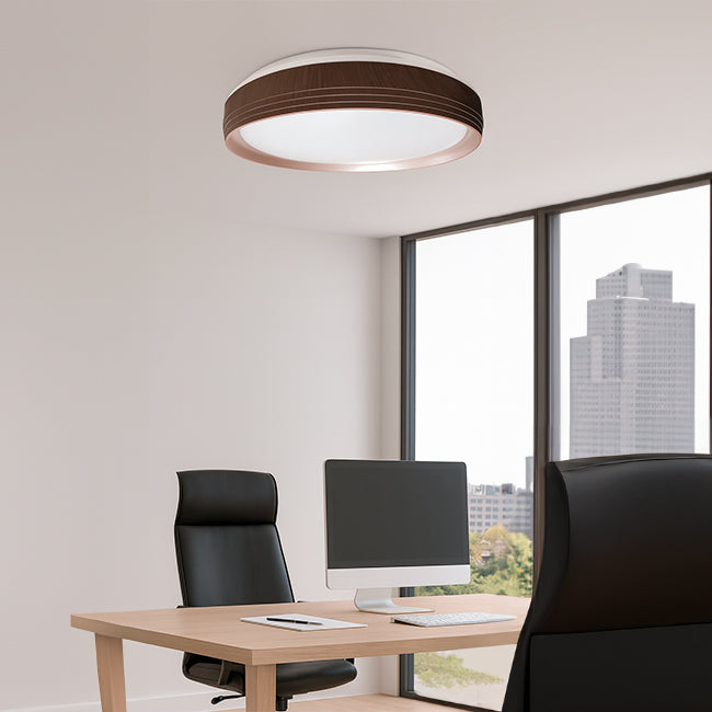 LÁMPARA DE TECHO MALASIA LED NOGAL 30W + CONTROL REMOTO