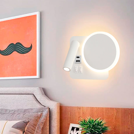 LÁMPARA DE PARED INTERIOR DEBORA LED 6W + LUZ CÁLIDA DE LECTURA LED 3W + CARGADOR USB - TIPO C PARA IPHONE Y ANDROID