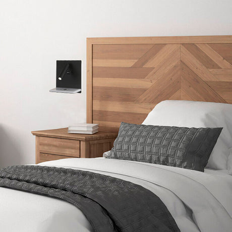 LÁMPARA DE PARED INTERIOR FRANCESCA LED 12W  + LUZ CÁLIDA DE LECTURA LED 3W + CARGADOR USB - TIPO C PARA IPHONE Y ANDROID Y CARGADOR INALÁMBRICO WIRELESS