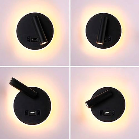 LÁMPARA DE PARED INTERIOR GAIA LED 7W +  LUZ CÁLIDA DE LECTURA LED 3W + CARGADOR USB - TIPO C PARA IPHONE Y ANDROID