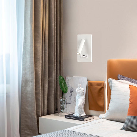 LÁMPARA DE PARED INTERIOR GIOVANNA LED 9W + LUZ CÁLIDA DE LECTURA LED 3W  + CARGADOR USB - TIPO C PARA IPHONE Y ANDROID