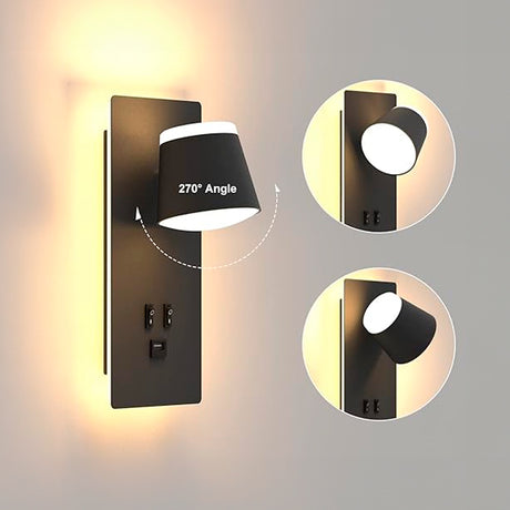 LÁMPARA DE PARED INTERIOR GRETA LED 11W  +LUZ CÁLIDA DE LECTURA LED 10W + CARGADOR USB - TIPO C PARA IPHONE Y ANDROID
