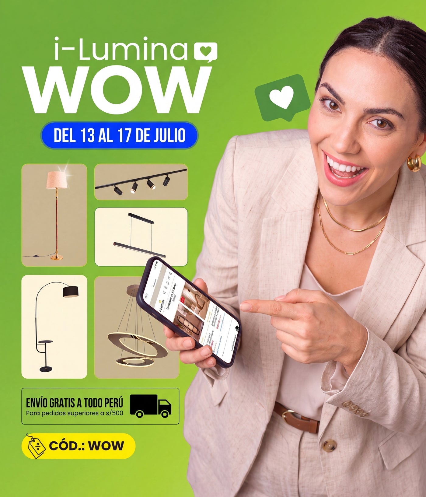 Ofertas cyber wow ilumina 13 al 17 de julio 2026 extendido descuentos cupon código descuento luminarias fiestas patrias peru promo promociones por fiestas patrias gratificacion luminarias lamparas luminarias iluminarias decorativas