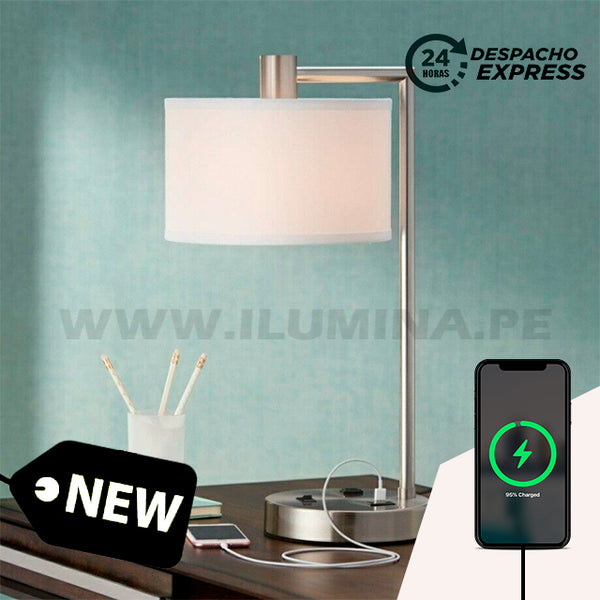 LÁMPARA DE MESA MARTINA BLACK LED + CARGADOR USB PARA IPHONE Y ANDROID –  i-Lumina
