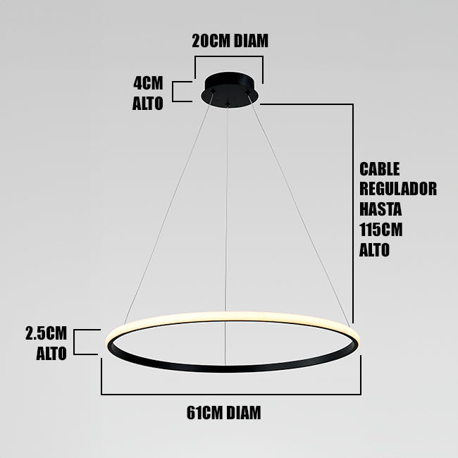 LÁMPARA COLGANTE FLORENCIA BLACK LED + CONTROL REMOTO