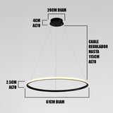LÁMPARA COLGANTE FLORENCIA BLACK LED + CONTROL REMOTO