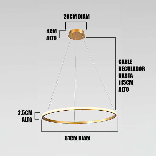 LÁMPARA COLGANTE FLORENCIA GOLD LED + CONTROL REMOTO