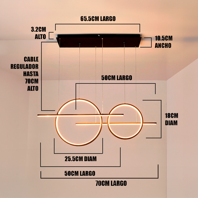 LÁMPARA COLGANTE NEMESIS BLACK LED + CONTROL REMOTO