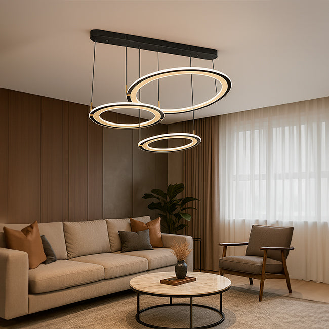 LÁMPARA COLGANTE VENUS TRÍO BLACK LED + CONTROL REMOTO