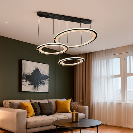 LÁMPARA COLGANTE VENUS TRÍO BLACK LED + CONTROL REMOTO
