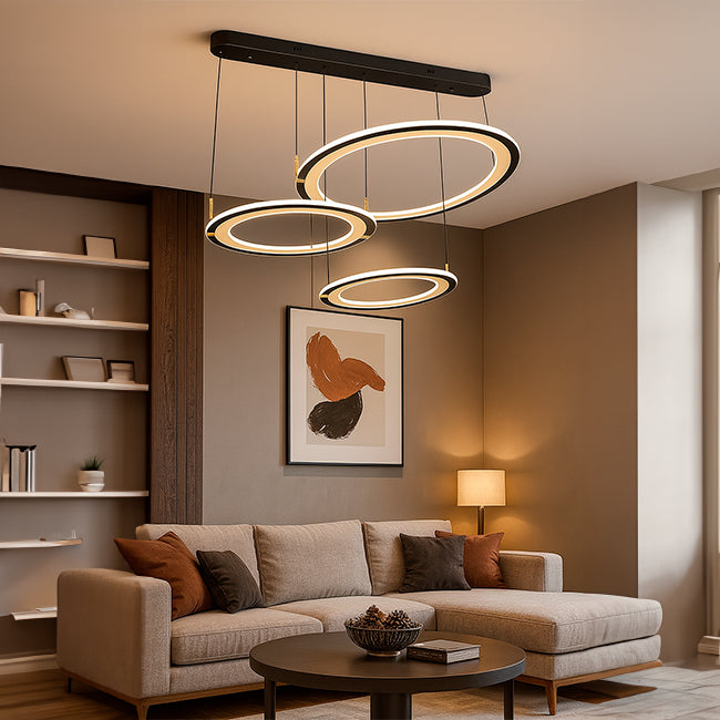 LÁMPARA COLGANTE VENUS TRÍO BLACK LED + CONTROL REMOTO