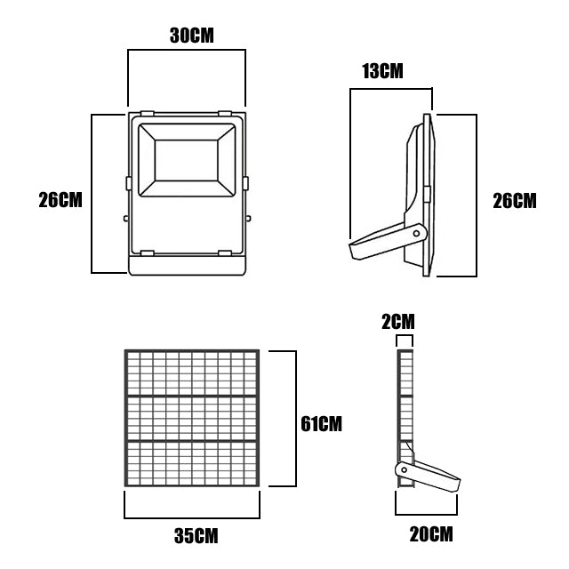 REFLECTOR LED 100W + PANEL SOLAR LUZ BLANCA 6500K + CONTROL REMOTO