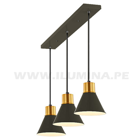 LÁMPARA COLGANTE DAKOTA TRÍO BLACK AND GOLD LED