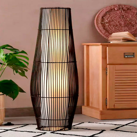 LÁMPARA DE PIE RATTAN ADRIANA BLACK - SIN FOCO