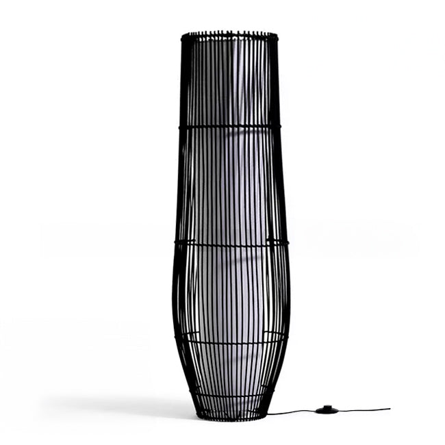 LÁMPARA DE PIE RATTAN ADRIANA BLACK - SIN FOCO