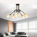 LÁMPARA DE TECHO LUANA 5 BLACK AND GOLD + FOCO LED G95 ÁMBAR 4W LUZ CÁLIDA