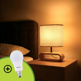 LÁMPARA DE MESA DE MADERA IRIS CABLE BLANCO + FOCO LED 12W LUZ CÁLIDA
