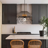 LÁMPARA COLGANTE PASMINA BLACK AND WOOD + FOCO LED G95 FILAMENTO ÁMBAR 4W 2700K LUZ CÁLIDA