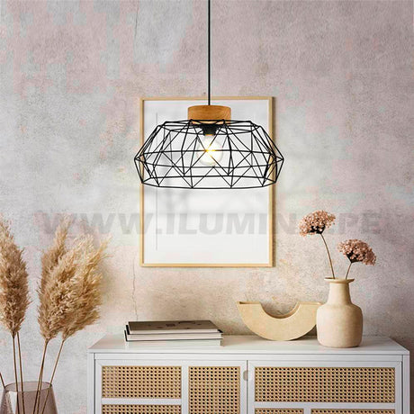 LÁMPARA COLGANTE PASMINA BLACK AND WOOD - SIN FOCO