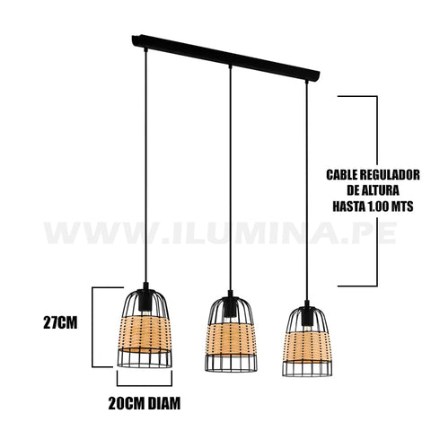 LÁMPARA COLGANTE DE MIMBRE DALILA NATURAL