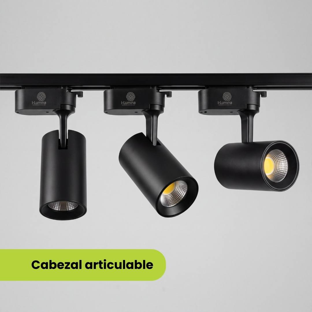 SPOT LED 220V PARA RIEL ROXY BLACK 12W DIRIGIBLE LUZ FRÍA 6000K - RIEL NO INCLUIDO
