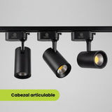 SPOT LED 220V PARA RIEL ROXY BLACK 12W DIRIGIBLE LUZ FRÍA 6000K - RIEL NO INCLUIDO