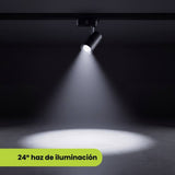 SPOT LED 220V PARA RIEL ROXY BLACK 12W DIRIGIBLE LUZ FRÍA 6000K - RIEL NO INCLUIDO
