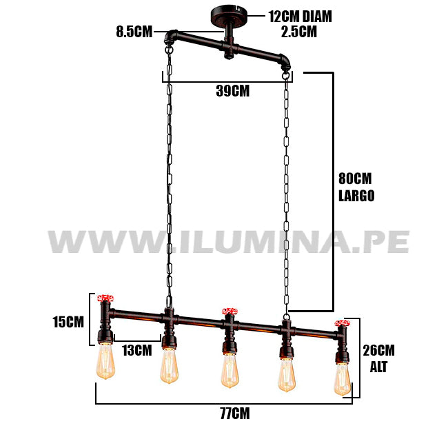 LÁMPARA COLGANTE RENATA VINTAGE BLACK LED