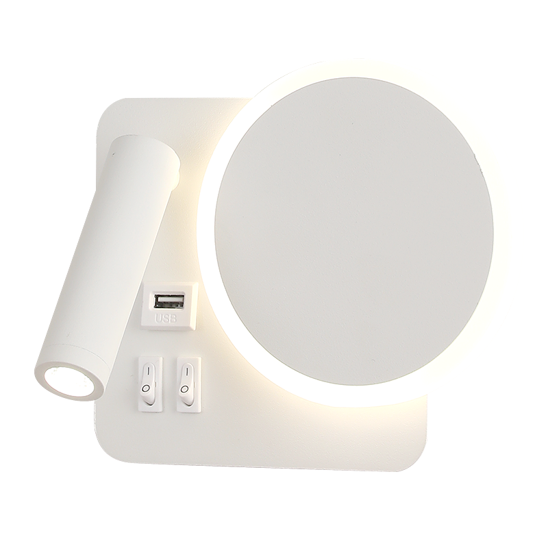 LÁMPARA DE PARED INTERIOR DEBORA LED 6W + USB Y LUZ INTERMEDIA DE LECTURA LED 3W