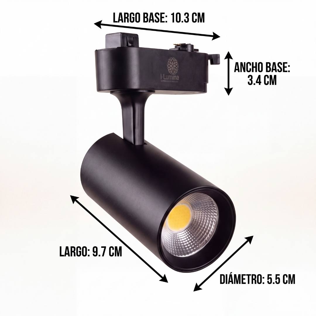 SPOT LED 220V PARA RIEL ROXY BLACK 12W DIRIGIBLE LUZ FRÍA 6000K - RIEL NO INCLUIDO
