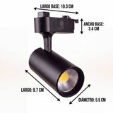 SPOT LED 220V PARA RIEL ROXY BLACK 12W DIRIGIBLE LUZ FRÍA 6000K - RIEL NO INCLUIDO