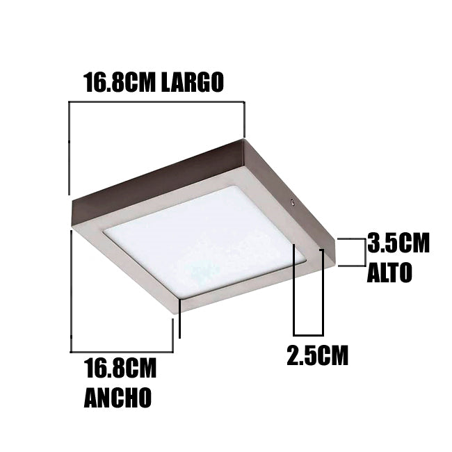 PANEL PLATEADO LED CUADRADO 12W ADOSABLE SIMPLE LUZ CÁLIDA 3000K