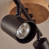 LÁMPARA DE TECHO/PARED 2 SPOTS ORIENTABLE DUETO BLACK & WOOD GU10 - SIN DICROICO