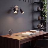 LÁMPARA DE TECHO/PARED 2 SPOTS ORIENTABLE DUETO BLACK & WOOD GU10 - SIN DICROICO