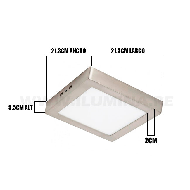 PANEL PLATEADO LED CUADRADO 18W ADOSABLE SIMPLE LUZ BLANCA 6500K