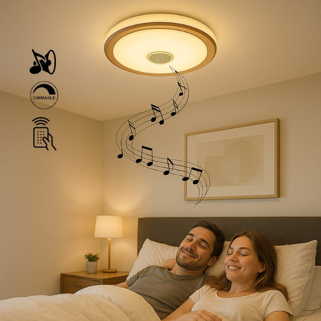 PLAFÓN LED 36W COFFEE PARLANTE BLUETOOTH + CONTROL REMOTO
