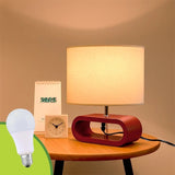 LÁMPARA DE MESA DE MADERA KENIA + FOCO LED 12W LUZ CÁLIDA