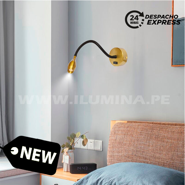 LÁMPARA DE PARED FLEXIBLE MARIA TERESA GOLD LED CON INTERRUPTOR