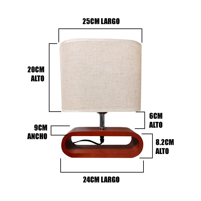 LÁMPARA DE MESA DE MADERA KENIA + FOCO LED 12W LUZ CÁLIDA