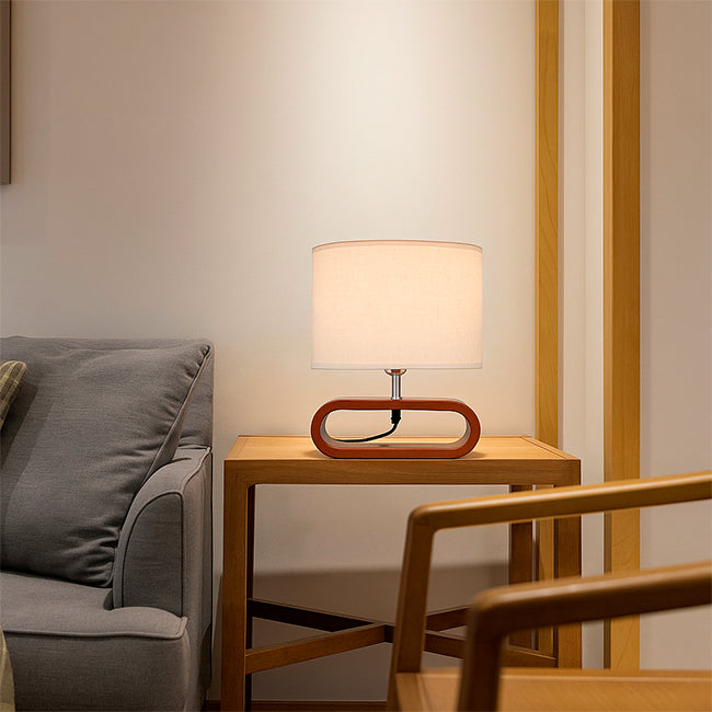 LÁMPARA DE MESA DE MADERA KENIA + FOCO LED 12W LUZ CÁLIDA