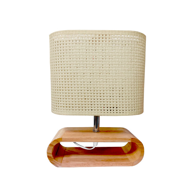 LÁMPARA DE MESA DE MADERA IRIS CABLE BLANCO + FOCO LED 12W LUZ CÁLIDA