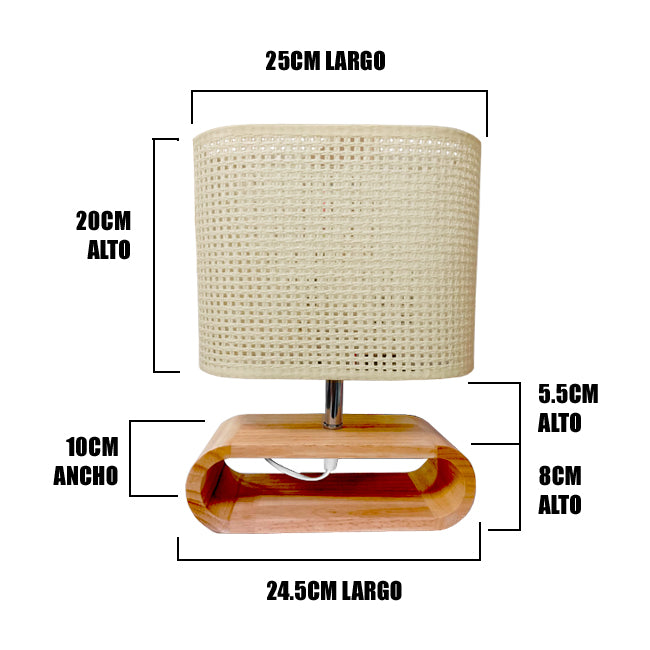LÁMPARA DE MESA DE MADERA IRIS CABLE BLANCO + FOCO LED 12W LUZ CÁLIDA
