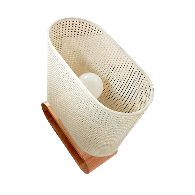 LÁMPARA DE MESA DE MADERA IRIS CABLE BLANCO + FOCO LED 12W LUZ CÁLIDA