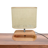 LÁMPARA DE MESA DE MADERA IRIS CABLE NEGRO + FOCO LED 12W LUZ CÁLIDA