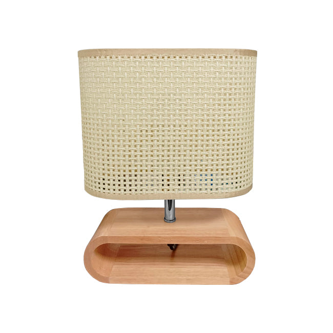 LÁMPARA DE MESA DE MADERA IRIS CABLE NEGRO + FOCO LED 12W LUZ CÁLIDA