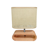 LÁMPARA DE MESA DE MADERA IRIS CABLE NEGRO + FOCO LED 12W LUZ CÁLIDA