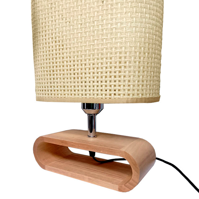 LÁMPARA DE MESA DE MADERA IRIS CABLE NEGRO + FOCO LED 12W LUZ CÁLIDA